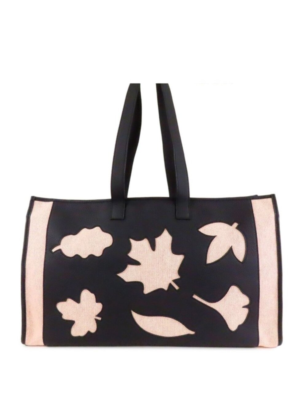 Hermes Petit h Large Tote Bag Black Natural Orange Toile Togo